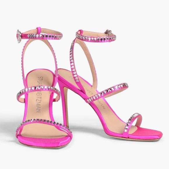💕🔹Stuart Weitzman 🔹️Made In Spain Leather Gemstone 100 Strappy Heeled Sandals